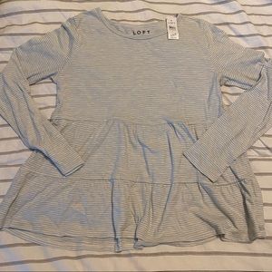 LOFT white and blue striped shirt